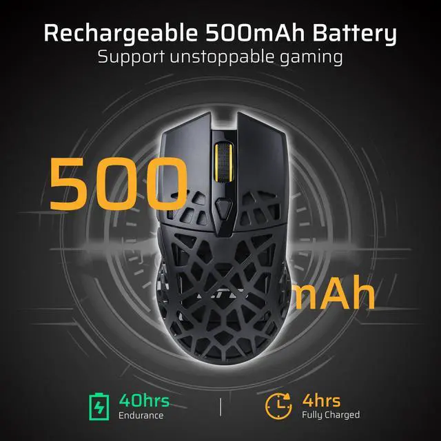 Alt view image 7 of 7 - GM023 Tri-Mode Wireless Gaming Mouse, 79g Ultra-Light Honeycomb Ergonomic Gaming Mouse, 2.4Ghz/BT/Wired, 6-Level DPI 8000, 6 Programmable Buttons, Pro Software