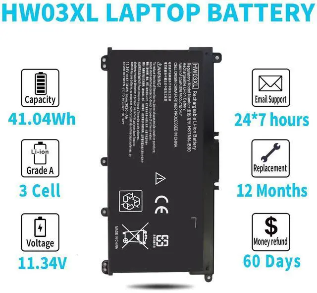 Alt view image 5 of 6 - HW03XL L97300-005 Laptop Battery for HP Pavilion 15-EG 15-EH 17-CN 17-CP 15-eg0xxx 15-eg0073cl 15-eg0053cl 15-eg1053cl 15t-eg000 15-eh1xxx 17-cn0xxx 17-cn2063cl 17-cp0xxx 17-cp0700dx HW03041xl-pl