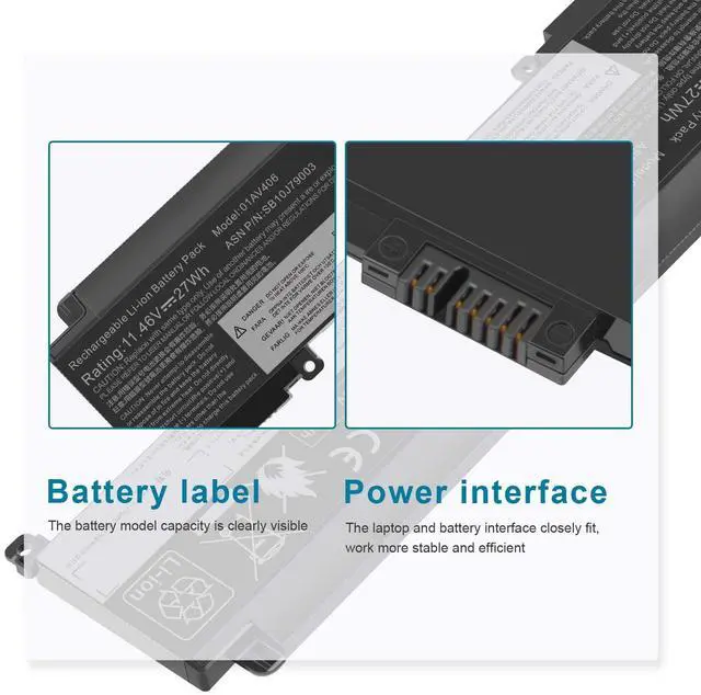 Alt view image 4 of 7 - L16M3P73 01AV406 Laptop Battery for Lenovo ThinkPad T460s T470s Series Notebook Internal 00HW038 00HW025 00HW024 01AV462 01AV405 01AV407 01AV408 SB10J79003