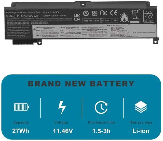 Alt view image 6 of 7 - L16M3P73 01AV406 Laptop Battery for Lenovo ThinkPad T460s T470s Series Notebook Internal 00HW038 00HW025 00HW024 01AV462 01AV405 01AV407 01AV408 SB10J79003