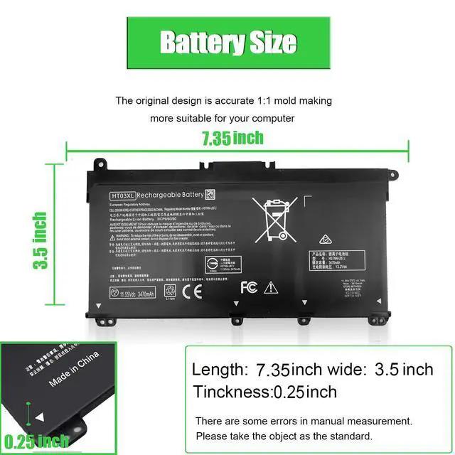 Alt view image 4 of 6 - HT03XL Battery for HP Pavilion 15-CS 15-DA 15-DB 17-CA 17-BY 15-CS0053CL 15-cs1063cl 15-da012dx 15-da1005dx 15-db0011dx 17-ca0013ng 17-ca0010cy 17-by1053dx 17-by1033dx L11119-855 L11421-542 L11421-2C2