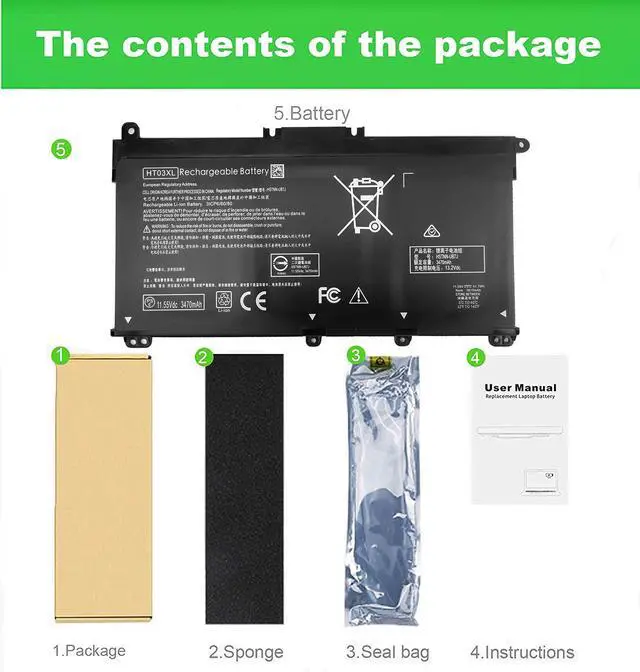 Alt view image 6 of 6 - HT03XL Battery for HP Pavilion 15-CS 15-DA 15-DB 17-CA 17-BY 15-CS0053CL 15-cs1063cl 15-da012dx 15-da1005dx 15-db0011dx 17-ca0013ng 17-ca0010cy 17-by1053dx 17-by1033dx L11119-855 L11421-542 L11421-2C2