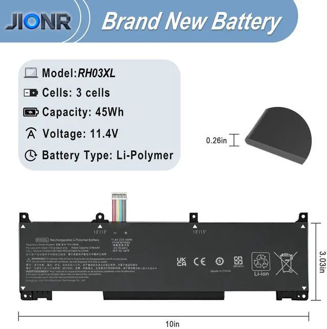 Alt view image 4 of 7 - RH03XL M02027-005 Laptop Battery for HP ProBook 430 440 445 450 630 640 650 G8 Series HSTNN-IB9Q HSTNN-DB0B HSTNN-OB1T HSTNN-UB7X M01524-1D1 M01524-2B1 M01524-AC1
