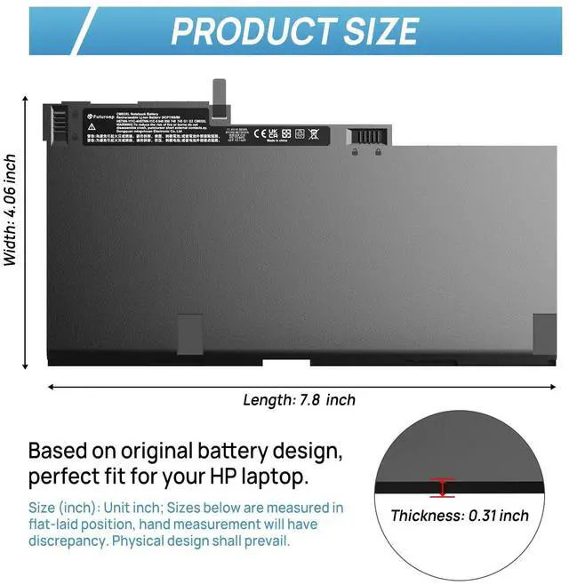 Alt view image 2 of 6 - CM03XL CM03 Laptop Battery Replacement for HP EliteBook 840 850 845 855 740 745 750 755 G1 G2 Series, Spare 717376-001 716724-421 CM03050XL, ZBook 14 G2 fits CO06XL CO06