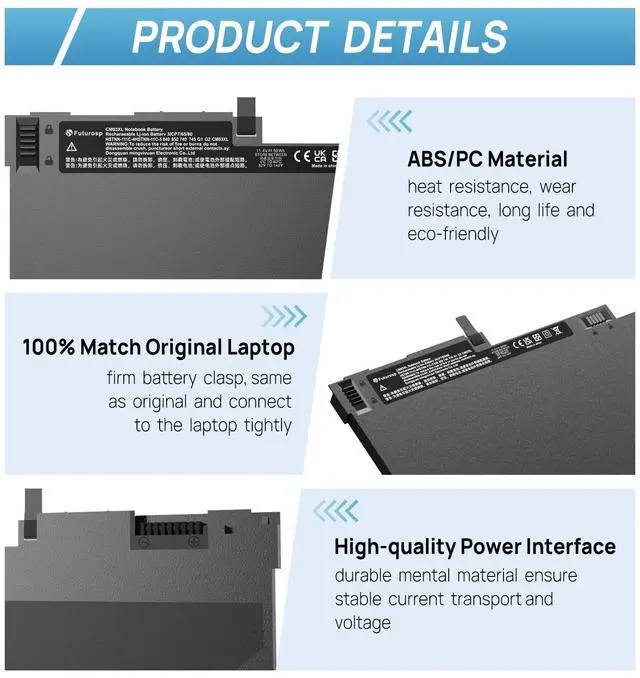 Alt view image 3 of 6 - CM03XL CM03 Laptop Battery Replacement for HP EliteBook 840 850 845 855 740 745 750 755 G1 G2 Series, Spare 717376-001 716724-421 CM03050XL, ZBook 14 G2 fits CO06XL CO06