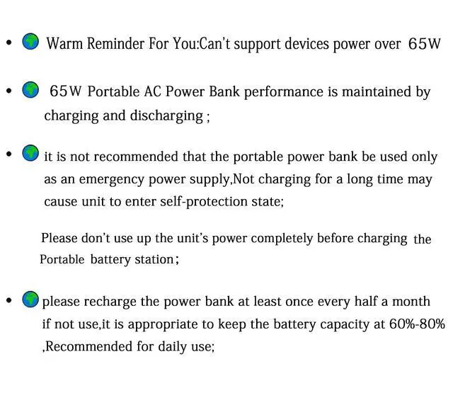 Alt view image 7 of 7 - Portable Power Bank with AC Outlet, 65W 110V Portable Laptop Charger Battery Bank 24000mAh External Battery Pack Backup Power Source for Outdoor Tent Camping RV Smart Devices Use
