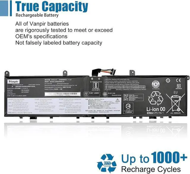 Alt view image 5 of 7 - L17C4P72 Laptop Battery,15.36V 80Wh 5235mAh Compatible with Lenovo ThinkPad X1 Extreme 1st Gen/2nd Gen ThinkPad P1 1st Gen/2nd Gen Series L17M4P72 01AY968 01AY969 L18M4P71 01YU911 5B10V98091