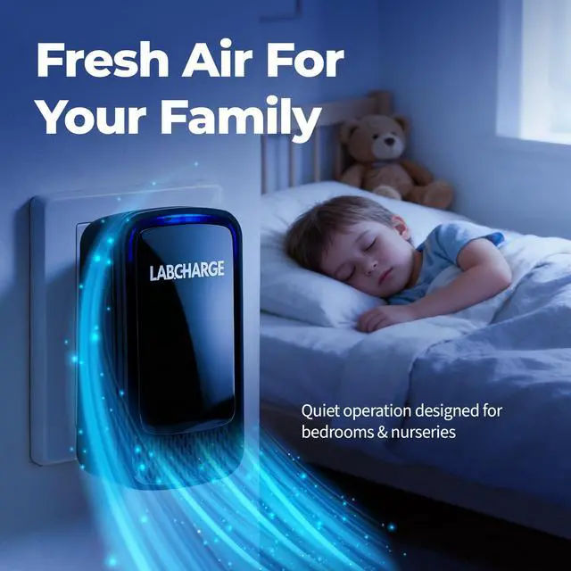 Alt view image 2 of 7 - Air Ionizer for Home (1 Pack), Plug-In Filterless Negative Ion Air Purifier, Quiet Air Freshener for Bedroom, Office, Kitchen, Mini Air Cleaner for Odor, Smoke, Dust Mites & Pet Dander