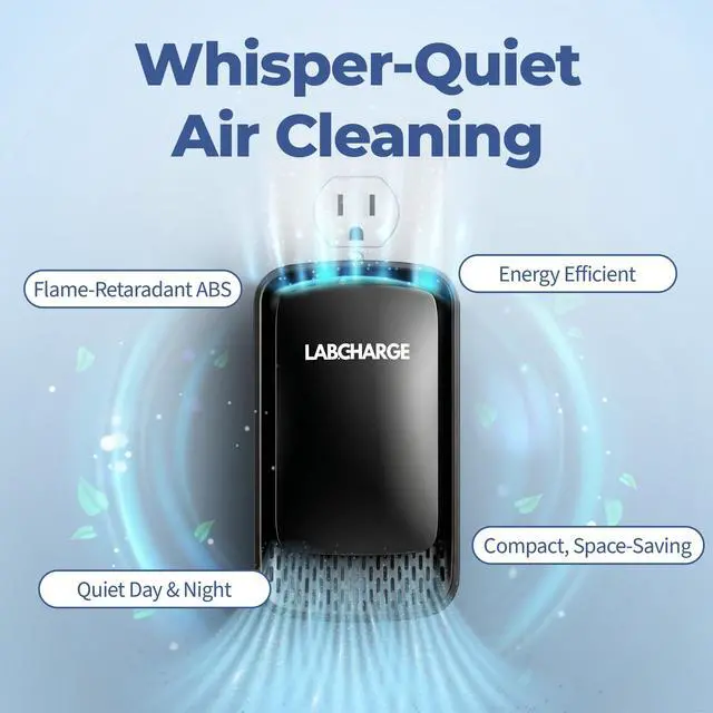 Alt view image 6 of 7 - Air Ionizer for Home (1 Pack), Plug-In Filterless Negative Ion Air Purifier, Quiet Air Freshener for Bedroom, Office, Kitchen, Mini Air Cleaner for Odor, Smoke, Dust Mites & Pet Dander