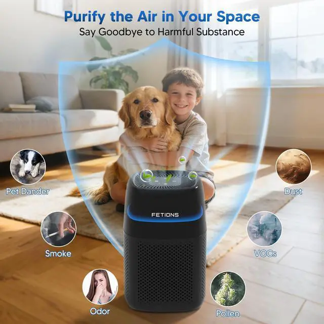 Alt view image 5 of 7 - Air Purifier for Bedroom Up to 1250 ft², H14 True Air Purifier for Home Pets, Small Air Purifier with Sleep Mode, 4 Fan Speeds, 5 Night Light Modes, Fragrance Function