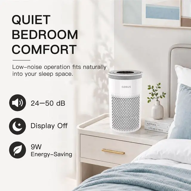 Alt view image 2 of 7 - True HEPA Air Purifier (C8) 3-Stage Filtration System, 360° Air Intake, Ultra-Quiet, Ideal for Large Rooms, and Ozone Free (Medium)