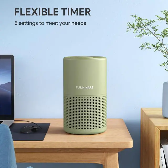 Alt view image 4 of 7 - Air Purifiers for Home Bedroom H13 HEPA Air Purifier, 3 Speeds, Timer, 24dB, Small Mini Air Purifier with Night Light, Sage Green