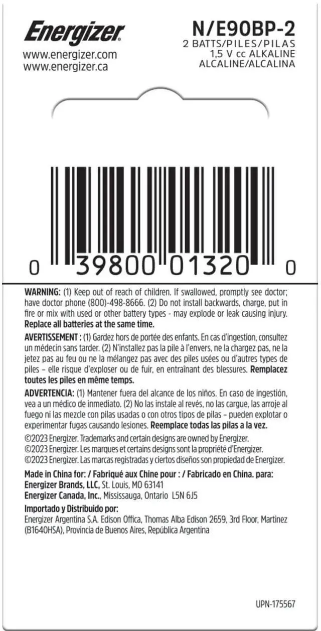 Alt view image 7 of 7 - Energizer E90BP-2 N Batteries 2 count