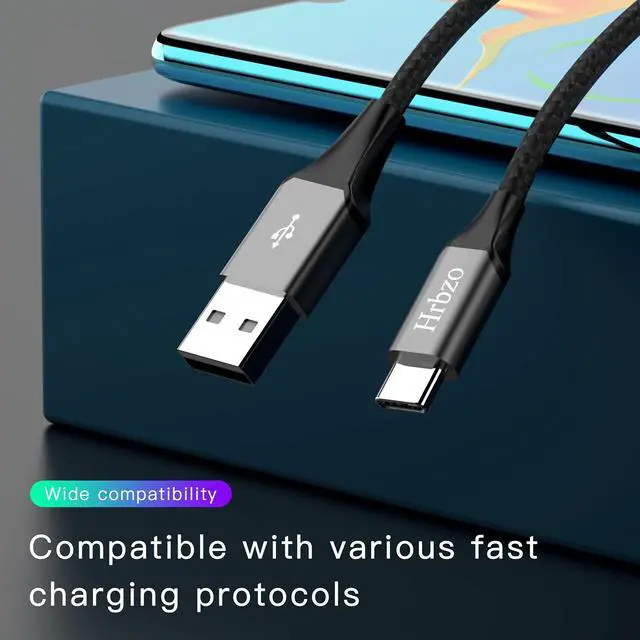 Alt view image 2 of 7 - USB-C Cable 3A Fast Charging, 3-Pack 3ft USB A to Type C Charge Nylon Braided Cord for 17 16 15 Plus, Pro Max,iPad, Galaxy S25 S24 23,Type-C Devices - Black