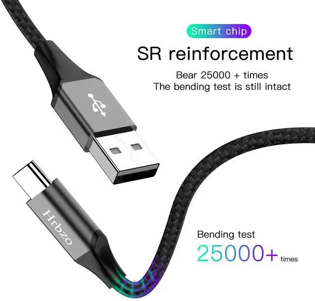 Alt view image 3 of 7 - USB-C Cable 3A Fast Charging, 3-Pack 3ft USB A to Type C Charge Nylon Braided Cord for 17 16 15 Plus, Pro Max,iPad, Galaxy S25 S24 23,Type-C Devices - Black