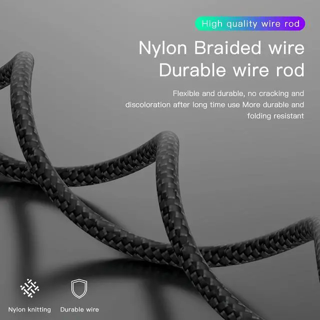 Alt view image 5 of 7 - USB-C Cable 3A Fast Charging, 3-Pack 3ft USB A to Type C Charge Nylon Braided Cord for 17 16 15 Plus, Pro Max,iPad, Galaxy S25 S24 23,Type-C Devices - Black