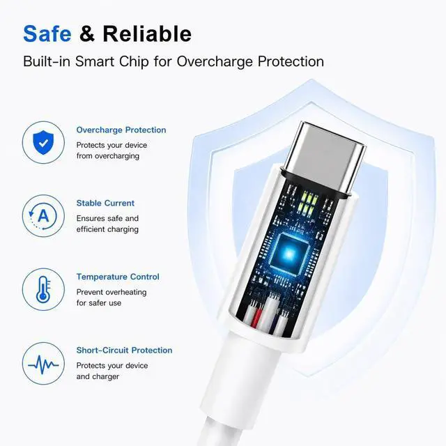 Alt view image 3 of 7 - USB C to USB C Charging Cable, (60W 2Pack 3.3ft)Type C Fast Charger Durable High Speed Data Sync Cable Phone Power Cord for iPhone 17/ 17 Pro Max/17 Pro/16 Pro Max /15Pro/15 Plus/iPad Pro/Air/ Mini