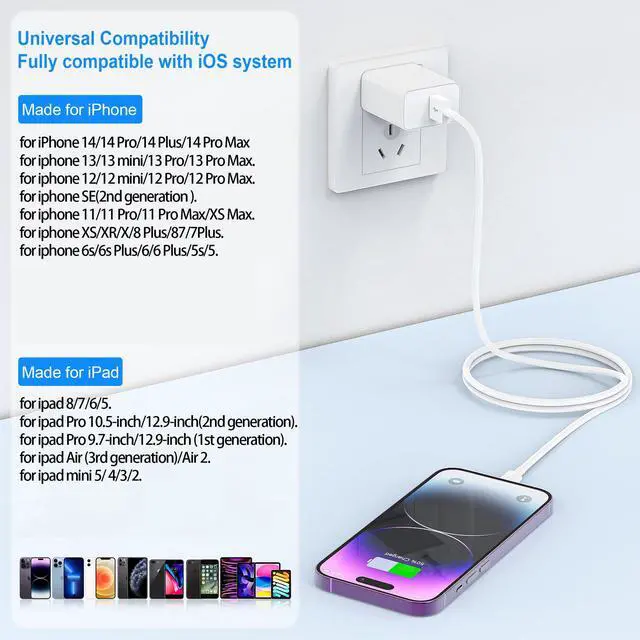Alt view image 7 of 7 - 2PACK for iPhone Charger 3FT,Lightning Charging Cablefor Apple Certified Cord for iPhone 14/13/12/11 Pro/X/Xs Max/XR/8 Plus/7/6s/SE/5c/5s,for iPad Air/Mini USB Charge 3Foot