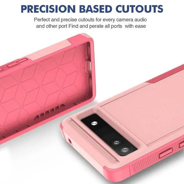 Alt view image 2 of 5 - Bereajoy for Google Pixel 6a Case,PC+TPU Two-in-one Double-Layer Anti-Fall Mobile Phone case, Mobile Phone Protective case for Google Pixel 6a (Pink)