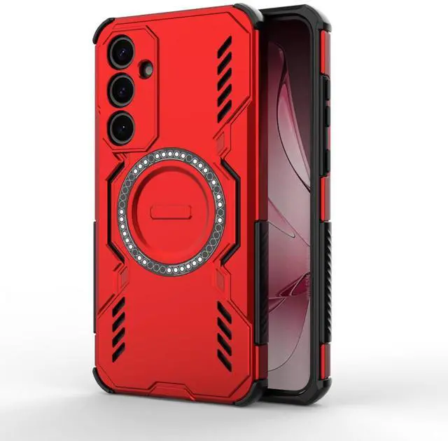 Main image of HAFFAN Case Cover for Samsung Galaxy A35 5G (6.5" Inches) Shockproof Armor Rugged Slim Mobile Phone Shell, Magnetic TPU, 360 Protection, Wireless Charging - Red