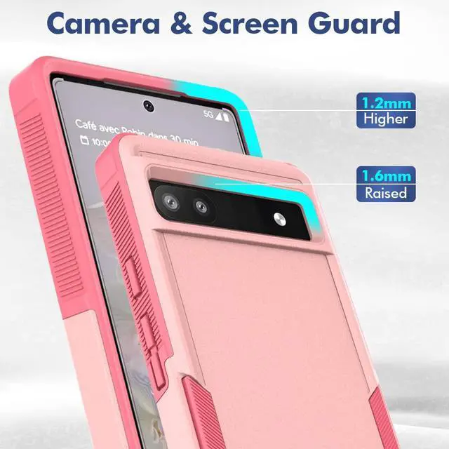 Alt view image 5 of 5 - Bereajoy for Google Pixel 6a Case,PC+TPU Two-in-one Double-Layer Anti-Fall Mobile Phone case, Mobile Phone Protective case for Google Pixel 6a (Pink)