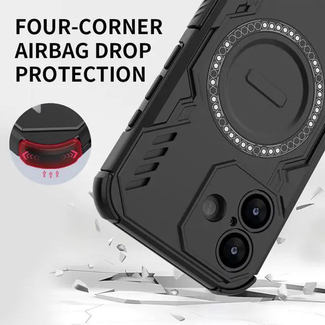 Alt view image 6 of 7 - HAFFAN Case Cover for Samsung Galaxy A35 5G (6.5" Inches) Shockproof Armor Rugged Slim Mobile Phone Shell, Magnetic TPU, 360 Protection, Wireless Charging - Red