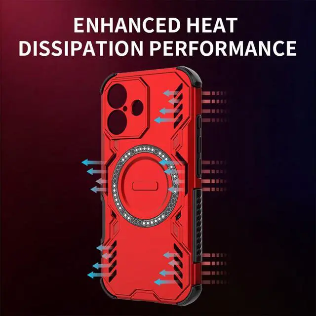 Alt view image 7 of 7 - HAFFAN Case Cover for Samsung Galaxy A35 5G (6.5" Inches) Shockproof Armor Rugged Slim Mobile Phone Shell, Magnetic TPU, 360 Protection, Wireless Charging - Red