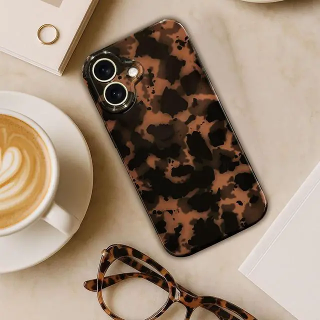 Alt view image 2 of 7 - Anuck for iPhone 16 Plus Case Tortoise Shell Phone Case, Cute Chic Amber Leopard Cheetah Print Aesthetic Design Full Camera Protection, Soft TPU Slim Shockproof Cover 6.7" for Women Girls Men-Tortoise