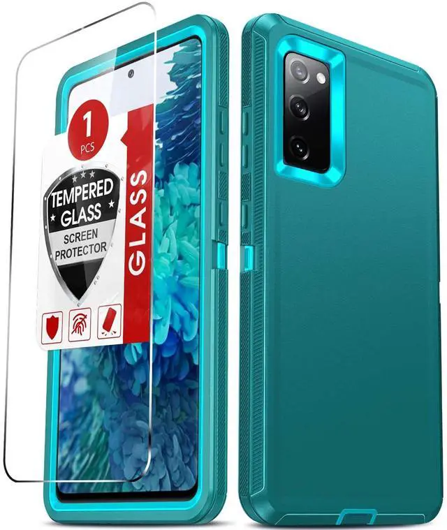 Main image of LeYi for Galaxy-S20-FE-5G Case: 3 in 1 Full Body with Tempered Glass, Teal