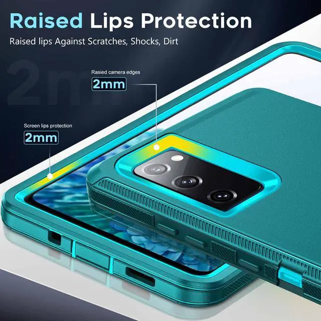 Alt view image 3 of 7 - LeYi for Galaxy-S20-FE-5G Case: 3 in 1 Full Body with Tempered Glass, Teal