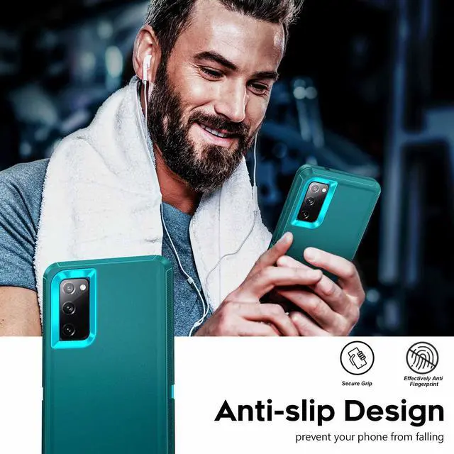 Alt view image 6 of 7 - LeYi for Galaxy-S20-FE-5G Case: 3 in 1 Full Body with Tempered Glass, Teal