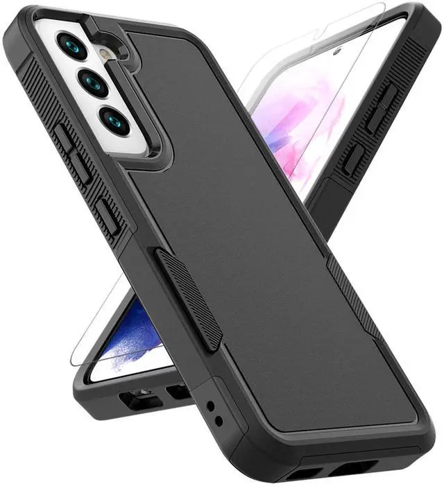 Main image of for Samsung Galaxy S22 Case: Dual Layer Protective Heavy Duty Cell Phone Cover Shockproof Rugged with Screen Protector - Military Protection Bumper Tough - Samsung Galaxy S22 5G 2022, 6.1 inch, Black