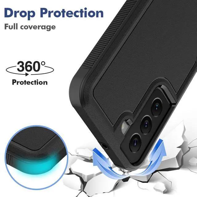 Alt view image 3 of 7 - for Samsung Galaxy S22 Case: Dual Layer Protective Heavy Duty Cell Phone Cover Shockproof Rugged with Screen Protector - Military Protection Bumper Tough - Samsung Galaxy S22 5G 2022, 6.1 inch, Black