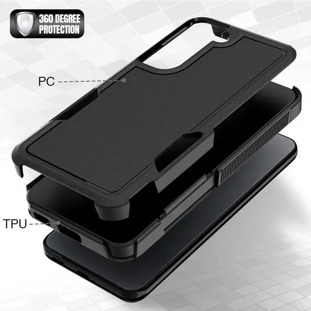 Alt view image 4 of 7 - for Samsung Galaxy S22 Case: Dual Layer Protective Heavy Duty Cell Phone Cover Shockproof Rugged with Screen Protector - Military Protection Bumper Tough - Samsung Galaxy S22 5G 2022, 6.1 inch, Black