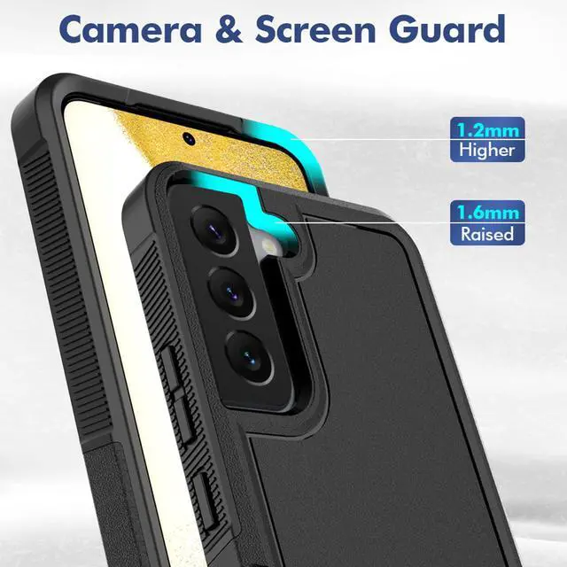 Alt view image 5 of 7 - for Samsung Galaxy S22 Case: Dual Layer Protective Heavy Duty Cell Phone Cover Shockproof Rugged with Screen Protector - Military Protection Bumper Tough - Samsung Galaxy S22 5G 2022, 6.1 inch, Black