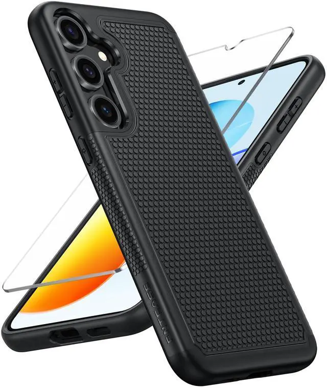 Main image of FNTCASE for Samsung Galaxy S25 Case: Dual Layer Heavy Duty Cell Phone Protective Cover Shockproof Rugged with Non-Slip Textured - Military Drop Protection Bumper Tough - 2025, 6.2 inch (Black)