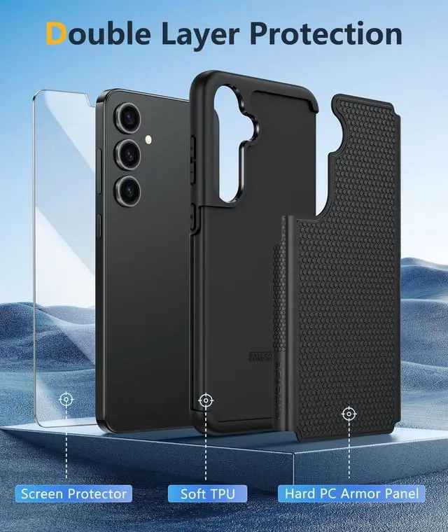 Alt view image 3 of 7 - FNTCASE for Samsung Galaxy S25 Case: Dual Layer Heavy Duty Cell Phone Protective Cover Shockproof Rugged with Non-Slip Textured - Military Drop Protection Bumper Tough - 2025, 6.2 inch (Black)