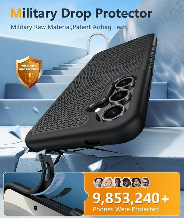 Alt view image 4 of 7 - FNTCASE for Samsung Galaxy S25 Case: Dual Layer Heavy Duty Cell Phone Protective Cover Shockproof Rugged with Non-Slip Textured - Military Drop Protection Bumper Tough - 2025, 6.2 inch (Black)