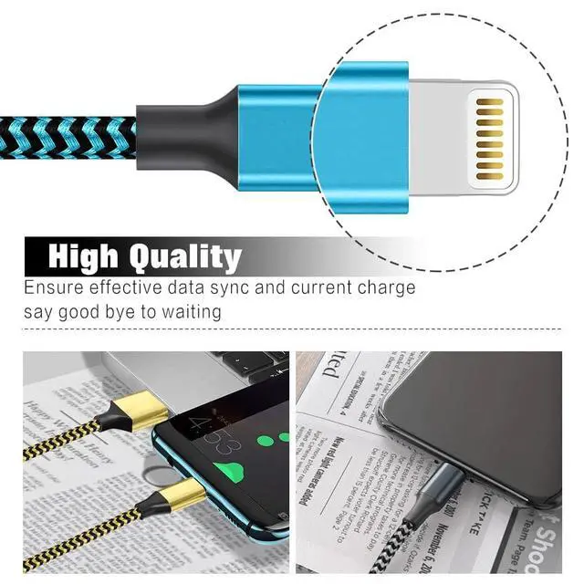 Alt view image 4 of 6 - SHUSEL for iPhone Charger 10FT 3 Pack USB Lightning Cable MFi Certified Fast Charging Nylon Braided for iPhone Charger Cord Compatible with iPhone 14 Plus 14 pro max 13 12 11 XS X XR 8 Plus