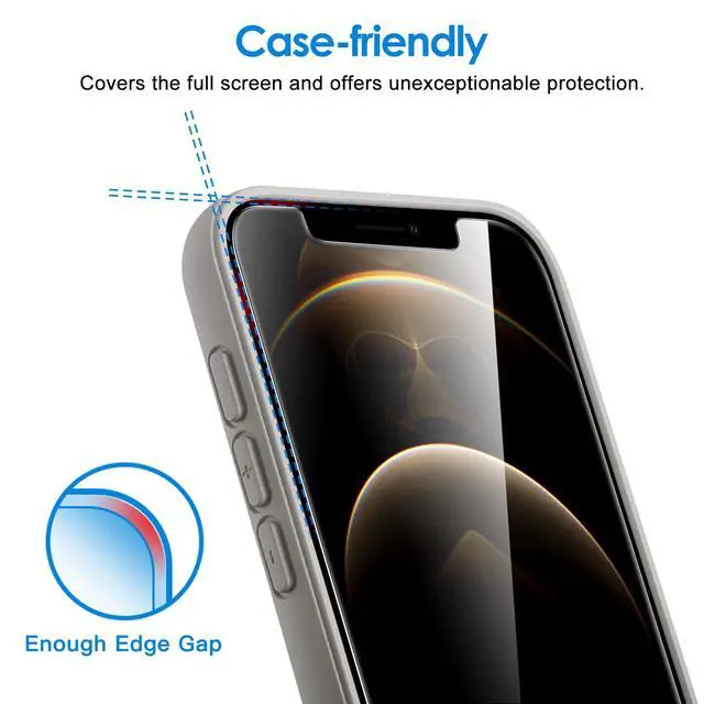 Alt view image 3 of 6 - JETech Screen Protector for iPhone 12 Pro Max 6.7-Inch, Tempered Glass Film, 3-Pack