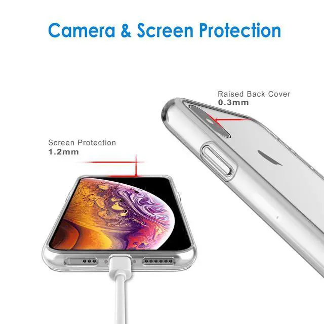 Alt view image 6 of 7 - JETech Case for iPhone Xs and iPhone X 5.8-Inch, Non-Yellowing Shockproof Phone Bumper Cover, Anti-Scratch Clear Back (Clear)