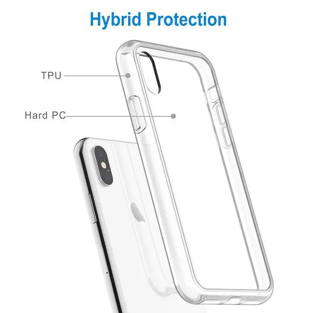 Alt view image 3 of 7 - JETech Case for iPhone Xs and iPhone X 5.8-Inch, Non-Yellowing Shockproof Phone Bumper Cover, Anti-Scratch Clear Back (Clear)