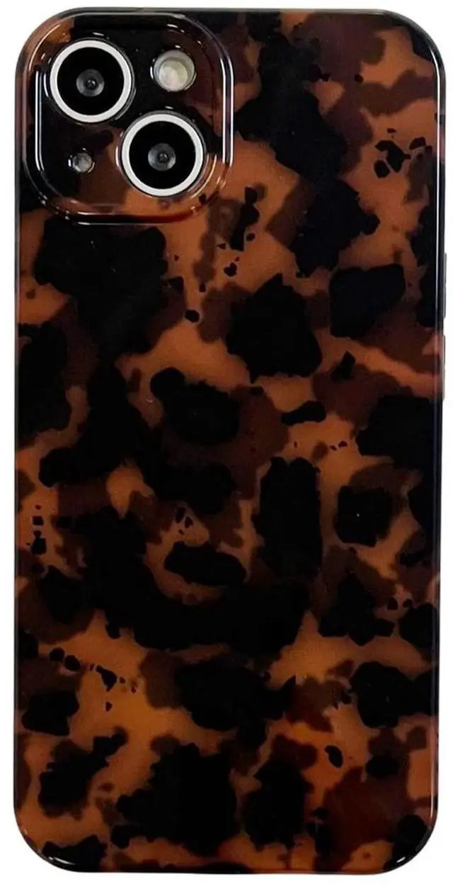 Main image of Reezaddin Case Compatible with iPhone 14, Tortoise Shell Amber Brown Leopard Print | Retro Chic Stylish Classic Cute Protective Cover,6.1inch