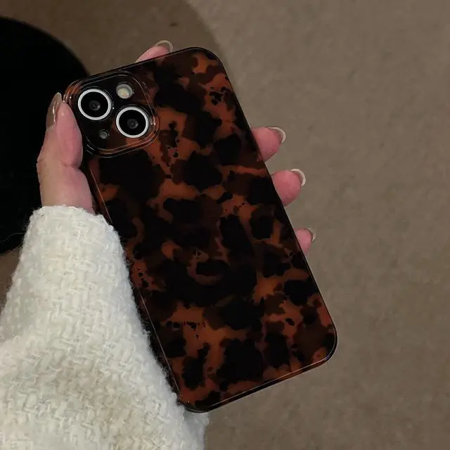 Alt view image 5 of 7 - Reezaddin Case Compatible with iPhone 14, Tortoise Shell Amber Brown Leopard Print | Retro Chic Stylish Classic Cute Protective Cover,6.1inch