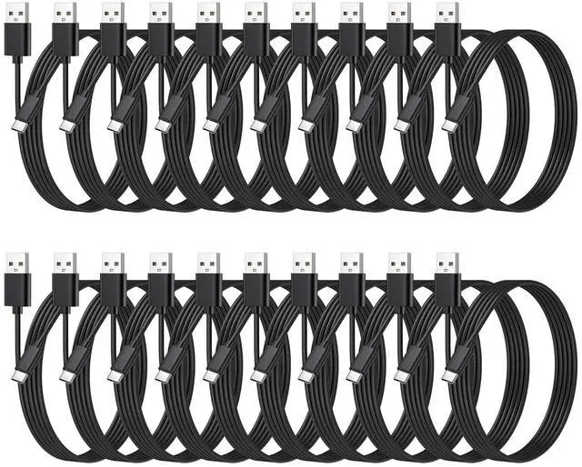 Main image of weishan 20-Pack Bulk USB C Charger Cable - Multipack Type-C Charging Cords, USB 2.0 for Phones and Tablets, 3.3ft Black