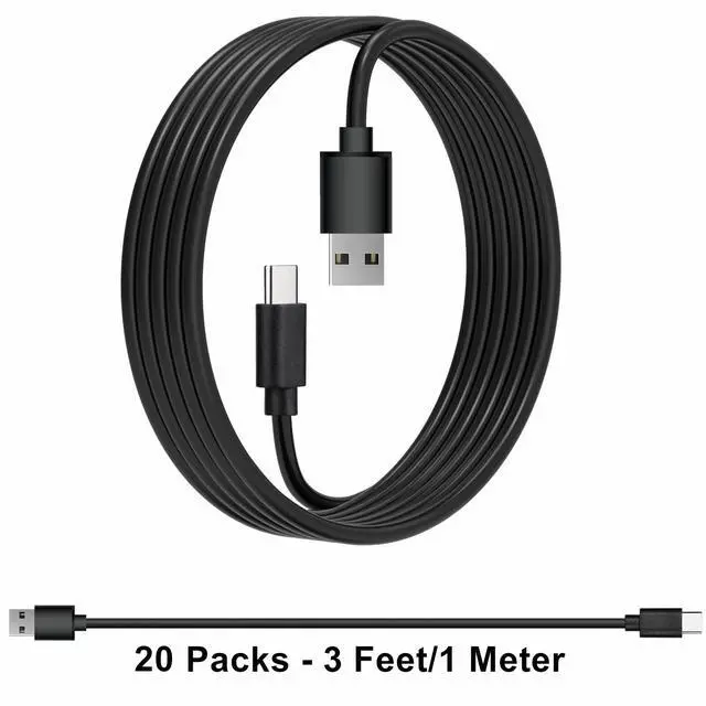 Alt view image 7 of 7 - weishan 20-Pack Bulk USB C Charger Cable - Multipack Type-C Charging Cords, USB 2.0 for Phones and Tablets, 3.3ft Black
