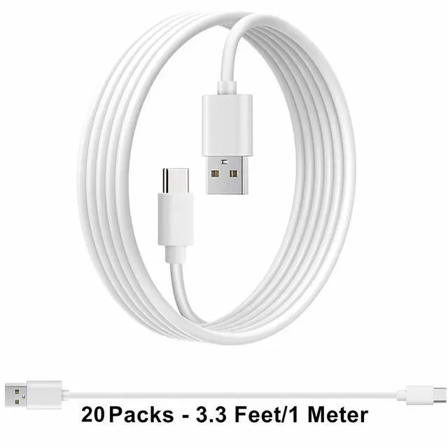 Alt view image 6 of 6 - weishan 20-Pack Bulk USB C Charger Cable - Multipack Type-C Charging Cords, USB 2.0 for Phones and Tablets, 3.3ft White