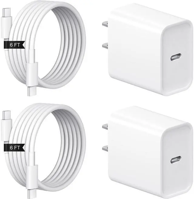 Main image of iPhone 17 16 15 Charger Fast Charging 2+2Pack 20W USB C Wall Charger with 6FT Fast Charging Cable Compatible with iPhone 17/17 Air/17 Pro/17 Pro Max/iPhone 16/15 Series, iPad Pro/AirPods