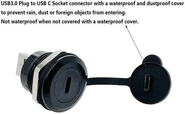 Alt view image 6 of 7 - PENGLIN 2PCS USB 3.0 to USB-C Panel Mount Connector, USB Male to Type C Female Adapter Connector, Type-C 3.1 Mounting Socket Converter for Data Transfer/Charging