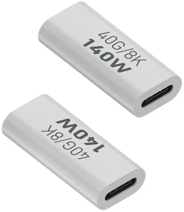 Main image of ZJKJHJY USB C Female to Female Adapter, USB Type C Coupler Extender Support 140W, 40Gbps, 8K@60Hz for Laptop, Phones and More Type C Devices (White),2 Pack